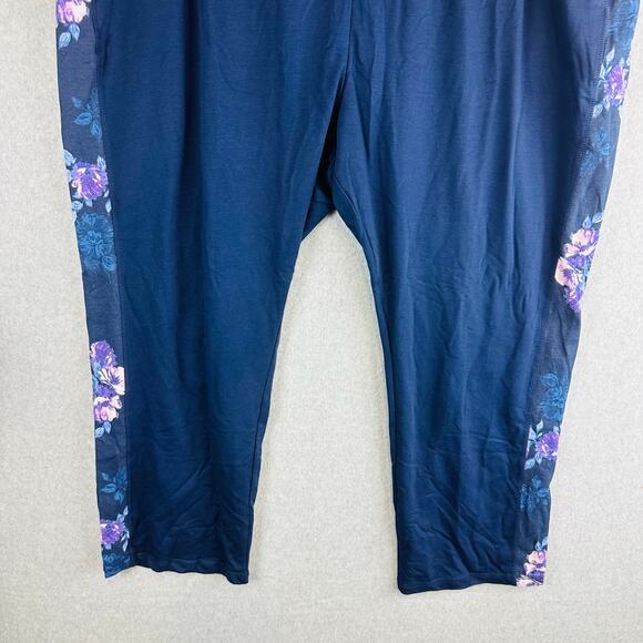 New Catherines Womans 5X Plus 34/36W Pull on Pants Blue Floral Active NWT - Picture 3 of 8